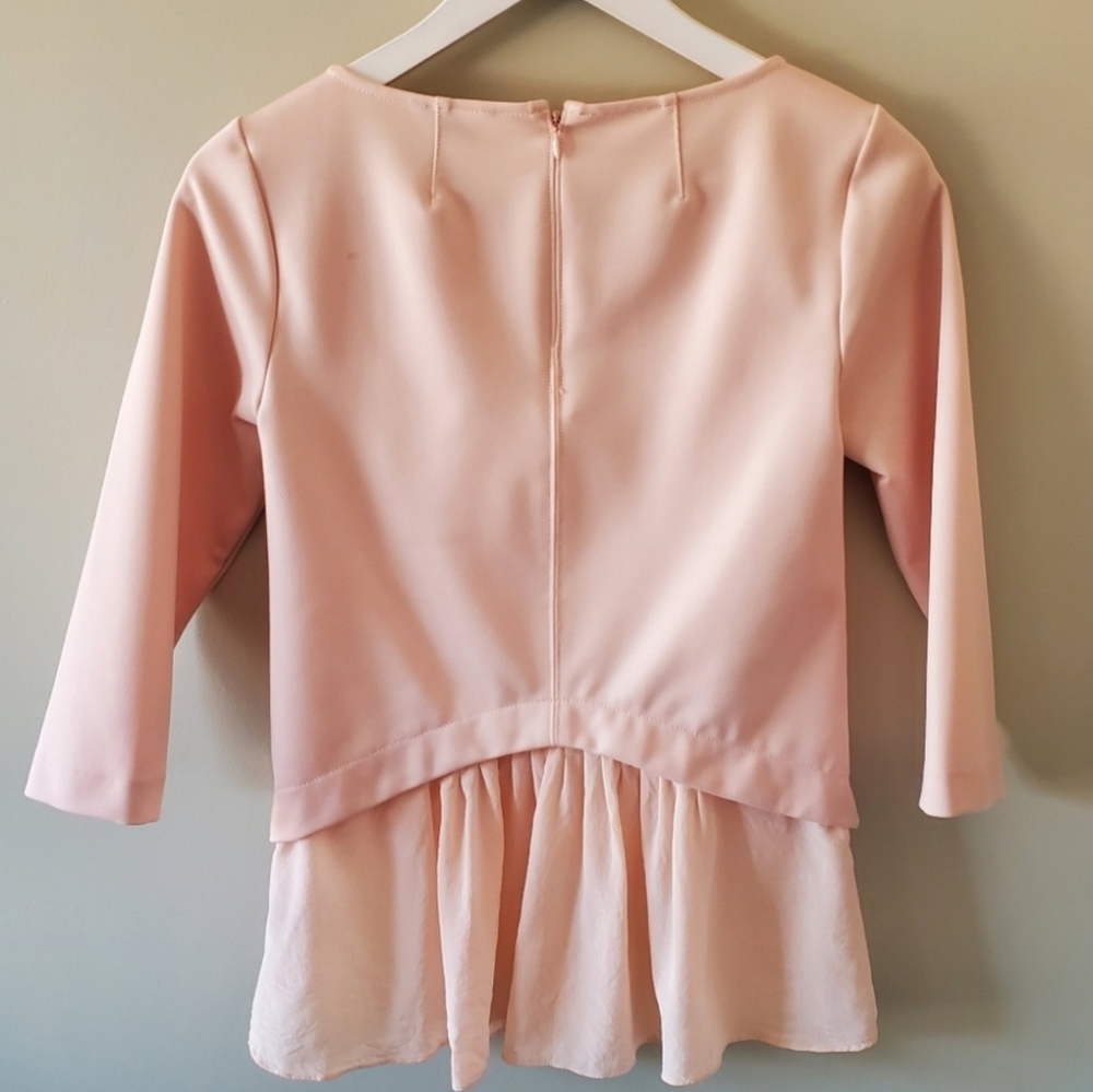 Club Monaco XS Soft Girl Romantic Contemporary Dainty Silk Trim Peplum Top - Picture 7 of 13